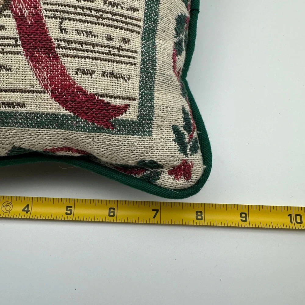 Vintage Tapestry Throw Pillow O Christmas Tree Music‎ Violin Holiday 8